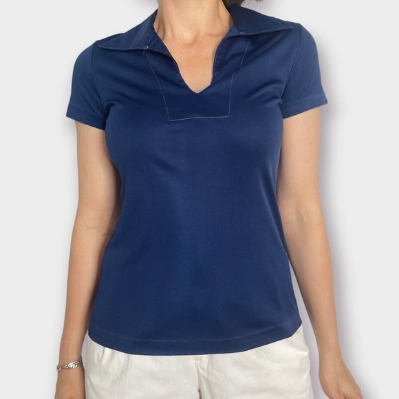 70s‎ Ship and Shore Navy Dagger Collar Shirt - Picture 3 of 6